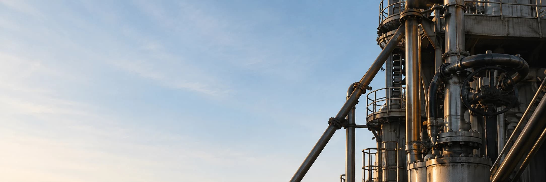 Industrial processing equipment under an open sky
